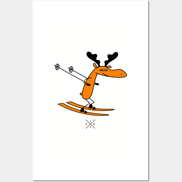 Skier moose Wall Art by spontania